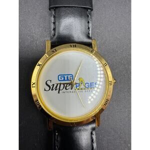 Vintage GTE General Telephone Electronics Super Pages Wrist Watch Black Band